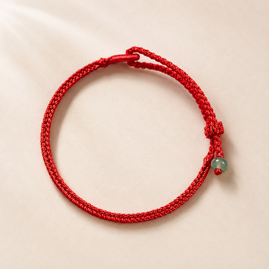Adjustable Woven Cord Bracelet with Green Accent Bead — Hope & Good Wishes
