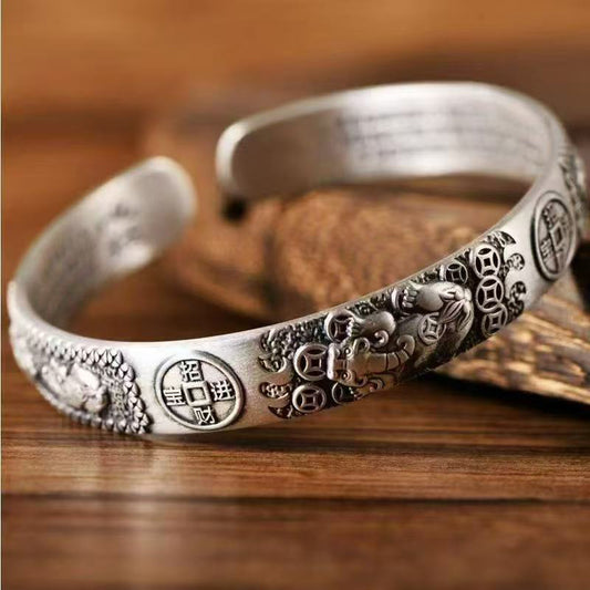 Limited Time Offer · Retro Silver‑Tone Pixiu Open Bangle – Symbol of Wealth and Protection | Zen Ara Grove