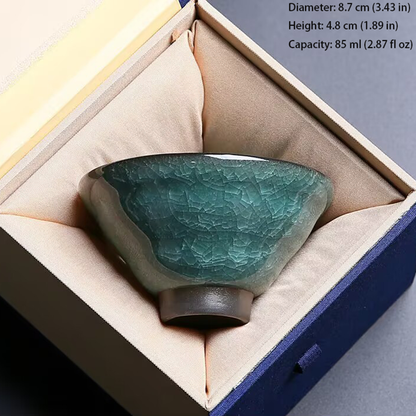 Handcrafted Ceramic Teacup with Unique Ice Crack Pattern | Zen Ara Grove