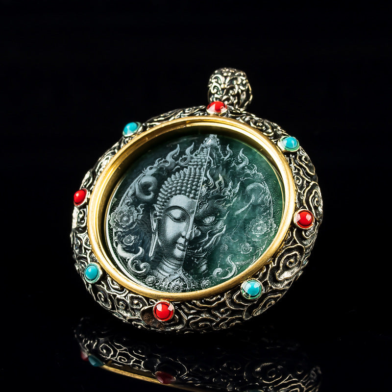 High-Ice Jade Rotating Guardian Pendant | Zen Ara Grove