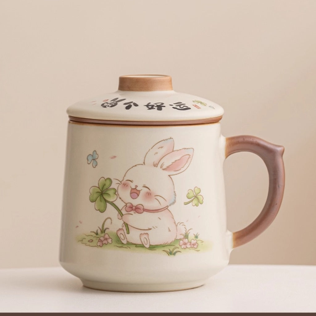 Ru Kiln Glaze Ceramic Teacup – Animal & Nature Motifs, Symbol of Harmony and Good Fortune | Zen Ara Grove