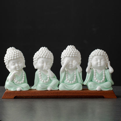 Ceramic Buddha Figurine – Zen Mini Tathagata with Four Noble Reminders | Zen Ara Grove