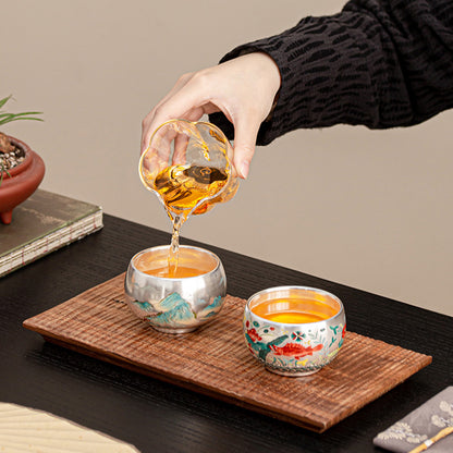 999 Silver Tea Cup – Emblem of Serenity & Blessing – Fine Hammered Finish | Zen Ara Grove
