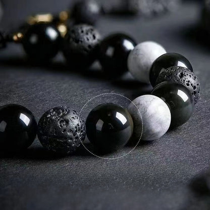 Handmade Adjustable Cord – Volcanic Stone & Polished Obsidian, Galaxy Style | Zen Ara Grove