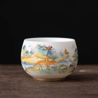 Milky White Porcelain Mug with Dragon and Phoenix Motif – Elegant & Durable | Zen Ara Grove