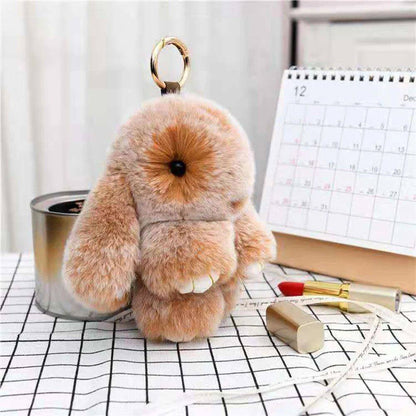 Fluffy Bunny Keychain – Symbol of Warm Blessing | Zen Ara Grove