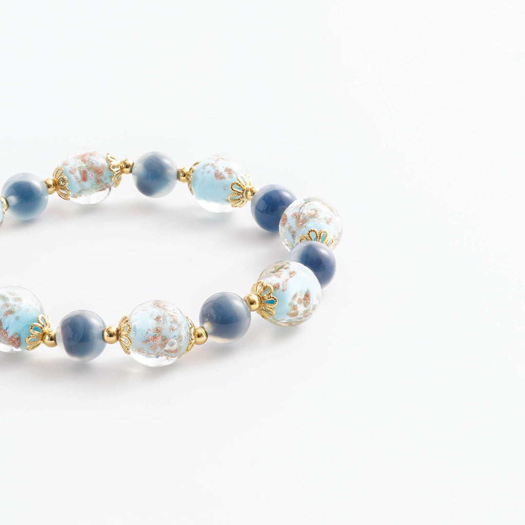 LIMITED TIME OFFER-Handcrafted Blue Agate and Luminous Glass Bead Bracelet –  A Symbol of Joy and Protection | Zen Ara Grove