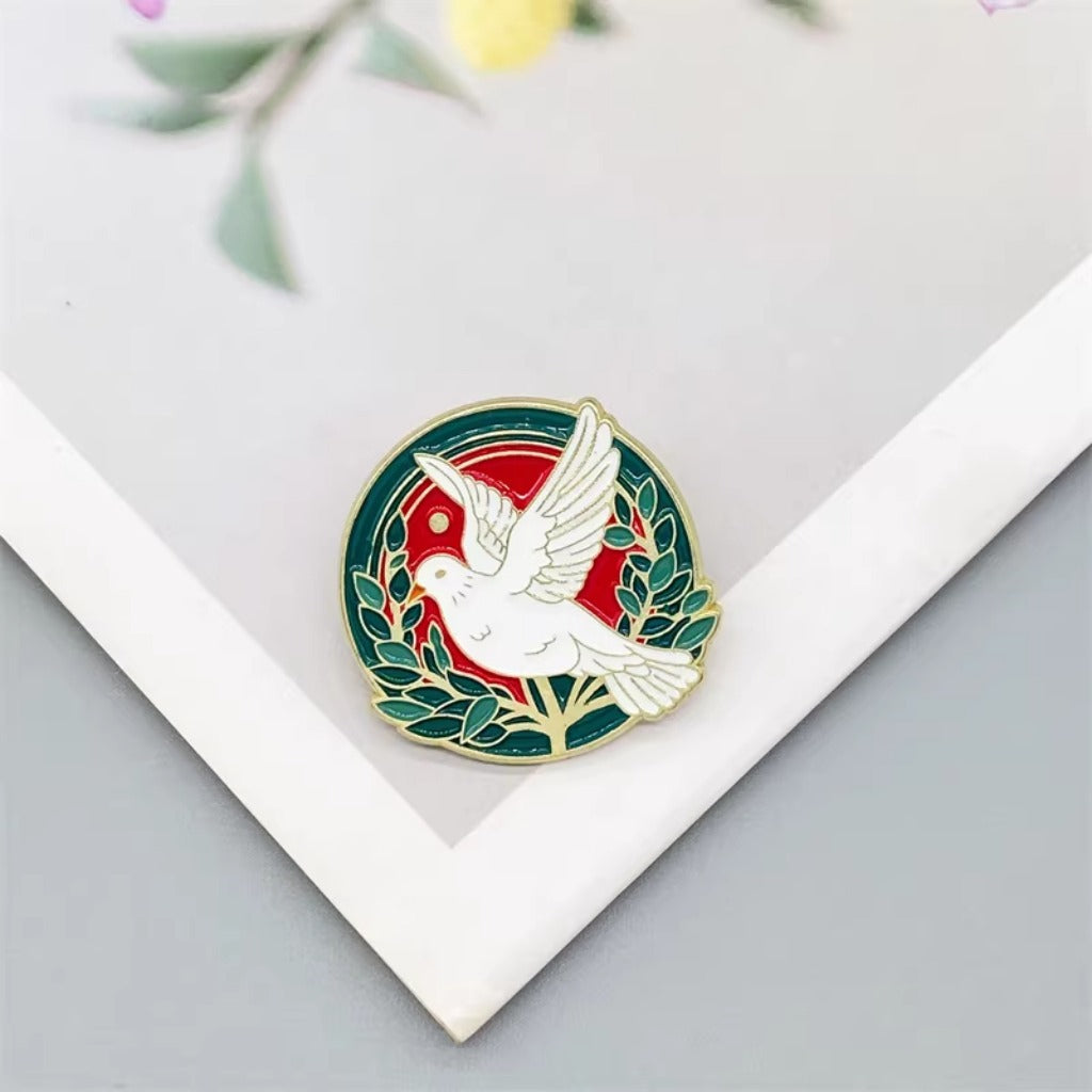 LIMITED TIME OFFER · Olive Branch Encircled Dove Brooch – Timeless Emblem of Peace and Compassion | Zen Ara Grove