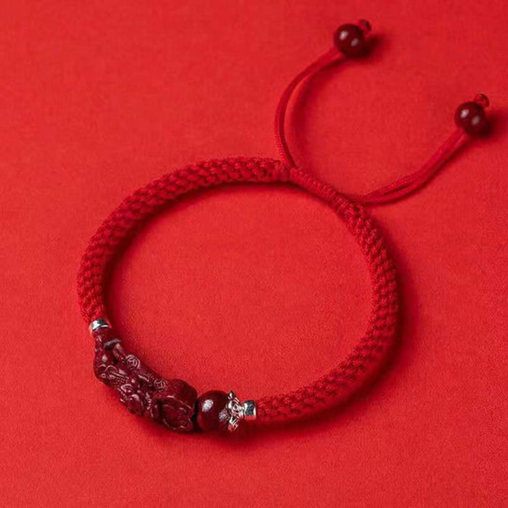 Handmade Pixiu Cinnabar Bracelet for Wealth Good Luck and Protection | Zen Ara Grove