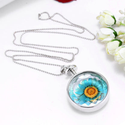 Round Real Flower Necklace – Nature’s Beauty, Forever Close | Zen Ara Grove