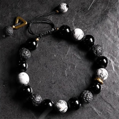 Handmade Adjustable Cord – Volcanic Stone & Polished Obsidian, Galaxy Style | Zen Ara Grove