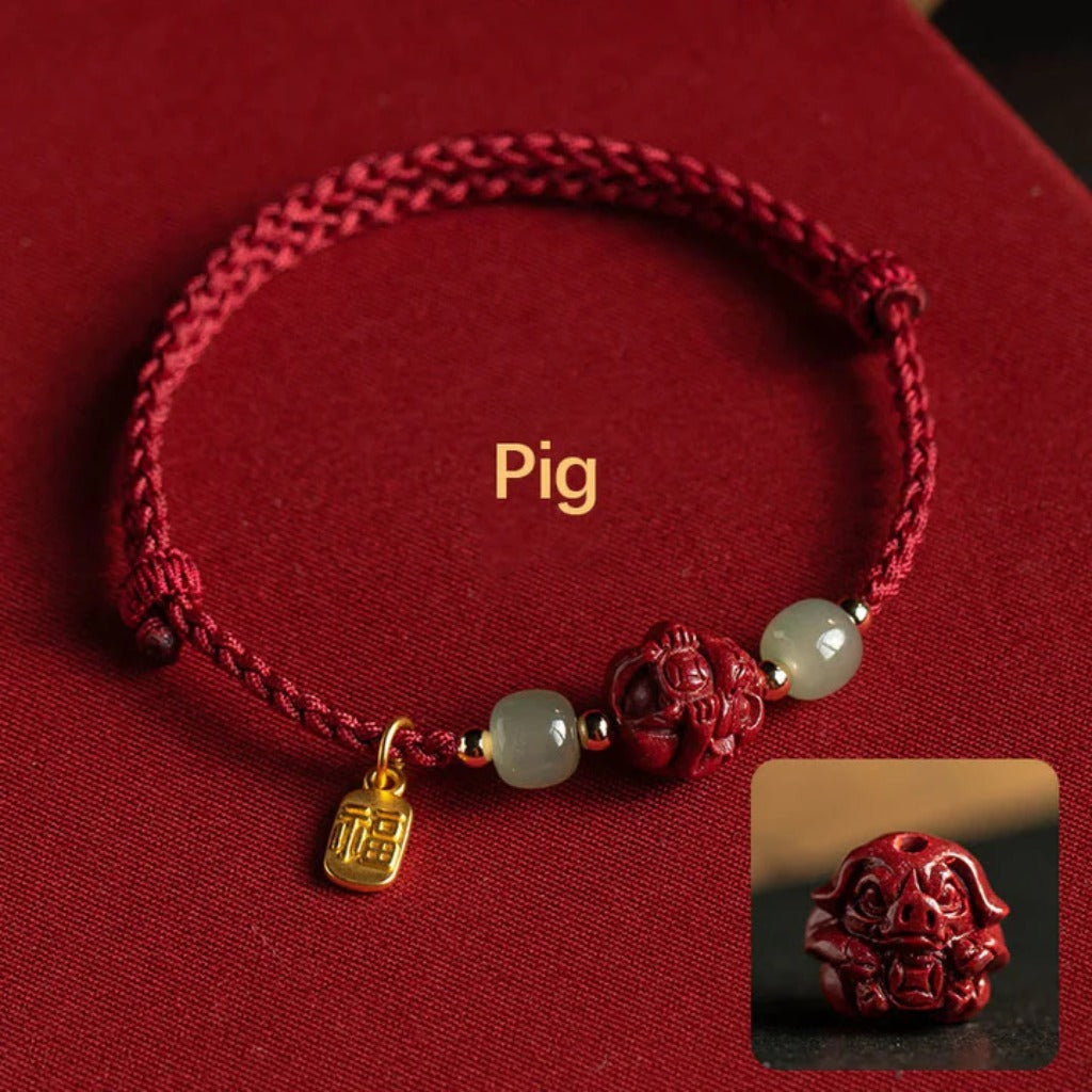 LIMITED TIME OFFER-Handmade Adjustable Red Cord Bracelet – 12 Chinese Zodiac for Good Fortune | Zen Ara Grove