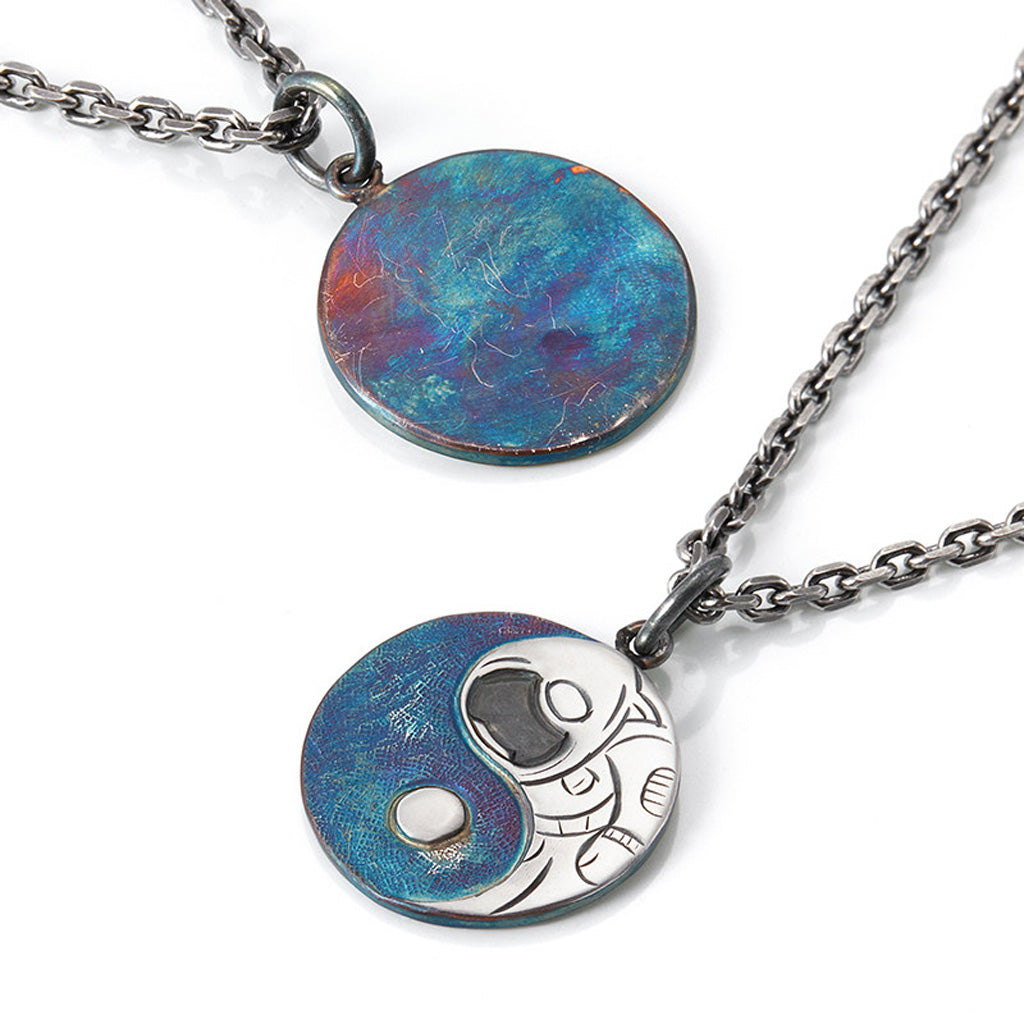 Custom 99 Silver Yin‑Yang Galaxy Pendant – Personalized Necklace of Courage & Infinity | Zen Ara Grove