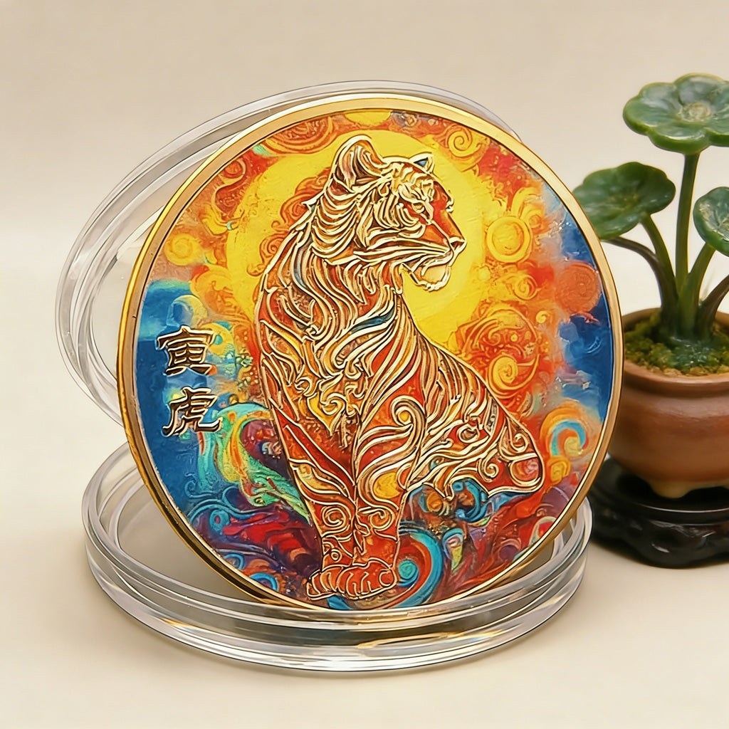 Colorful 12 Zodiac Challenge Coin Collection – Fortune & Harmony | Zen Ara Grove