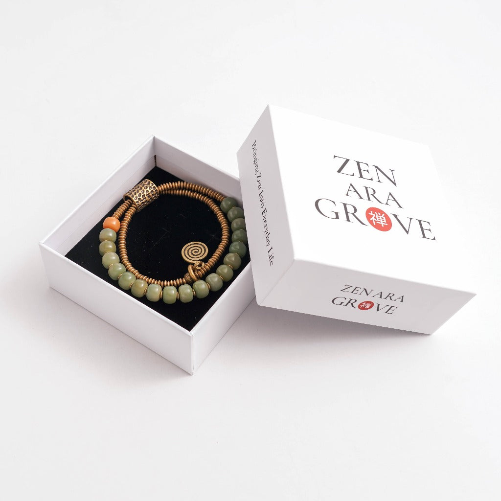 Vintage Ethnic Green Bodhi Root Bracelet | Zen Ara Grove