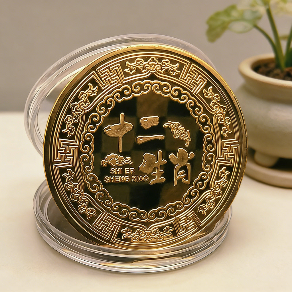 Colorful 12 Zodiac Challenge Coin Collection – Fortune & Harmony | Zen Ara Grove