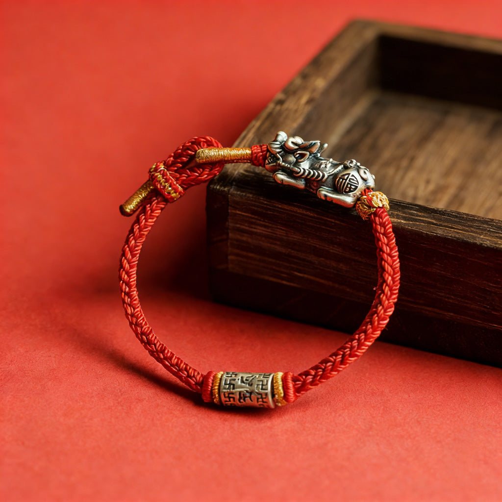 S925 Pixiu Red Rope Bracelet — Meaning of Prosperity | Zen Ara Grove