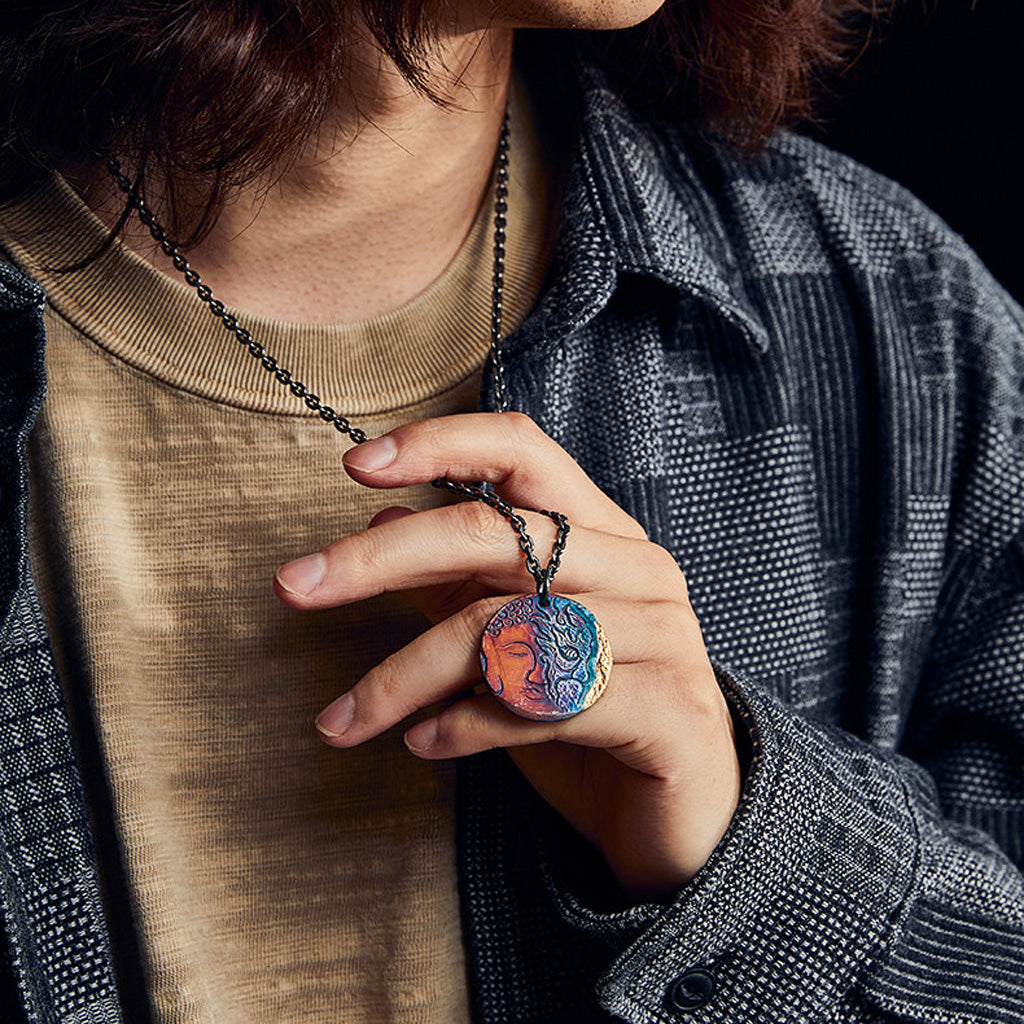 99 Silver Half Demon Half Buddha Pendant – Embrace Your Duality | Zen Ara Grove