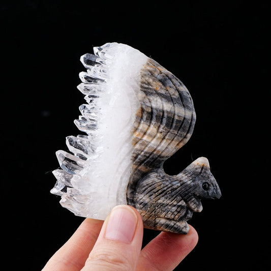 Natural Quartz Cluster with Diverse Animal Carvings – Symbol of Purity, Energy, and Imagination | Zen Ara Grove