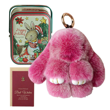 Fluffy Bunny Keychain – Symbol of Warm Blessing | Zen Ara Grove