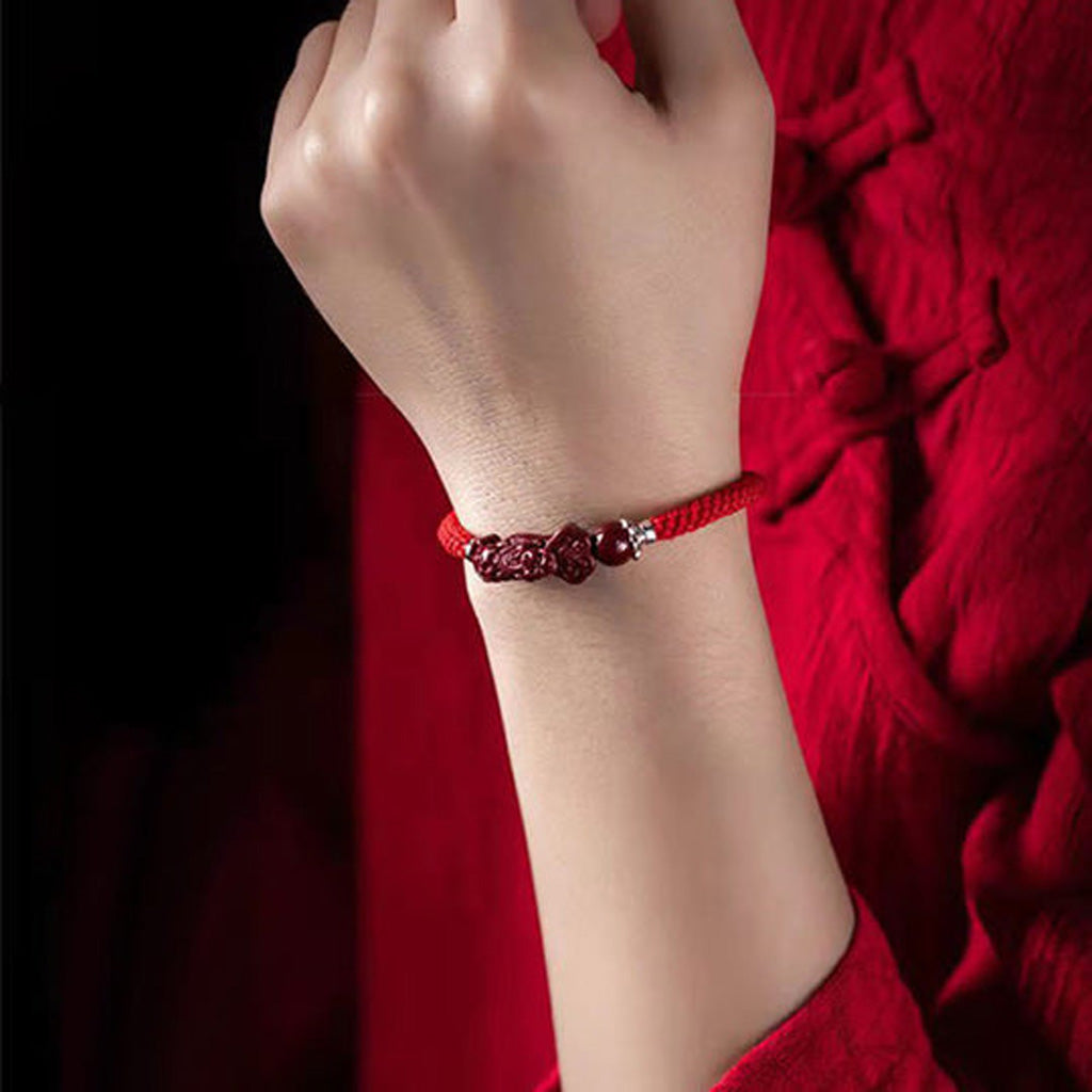 Handmade Pixiu Cinnabar Bracelet for Wealth Good Luck and Protection | Zen Ara Grove