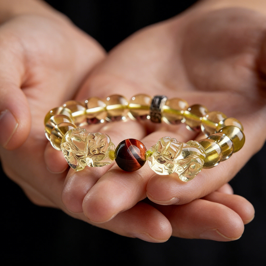Yellow Citrine Double Pixiu Bracelet — Meaning of Wealth & Fortune| Zen Ara Grove