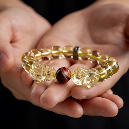 Yellow Citrine Double Pixiu Bracelet — Meaning of Wealth & Fortune| Zen Ara Grove