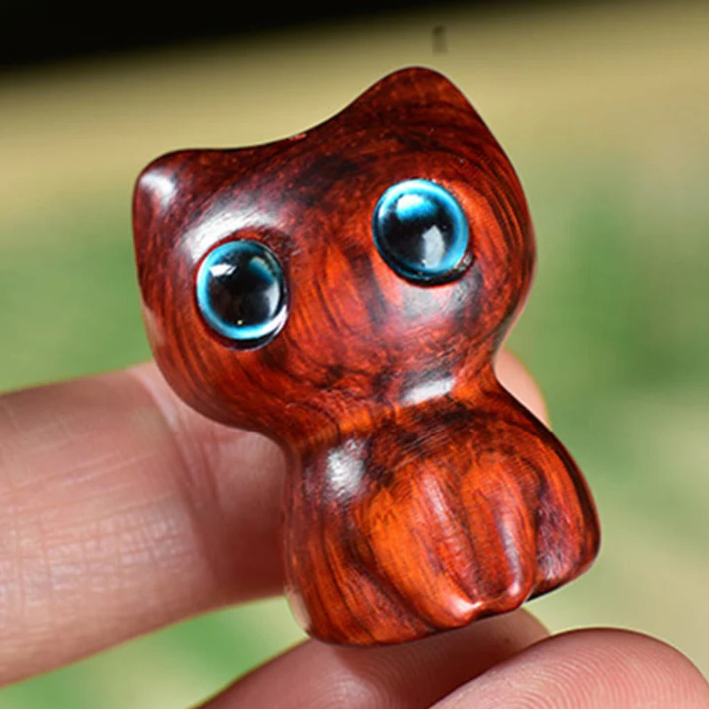 Ebony Wood Small Leaf Red Sandalwood Cute Cat Animals Calm Decoration | Zen Ara Grove