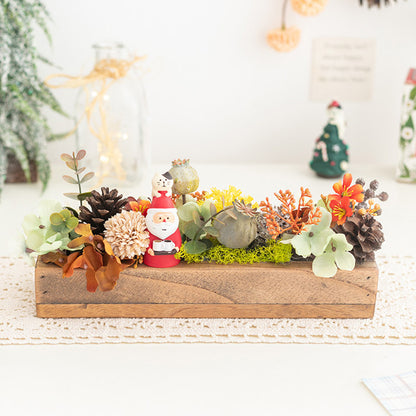Handmade Silk Blossom Décor with Wooden Planter – Serenity in Bloom | Zen Ara Grove