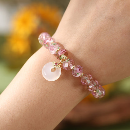 Purple Crystal Peace Amulet with Rose Murano Glass｜Luck & Love Bracelet | Zen Ara Grove