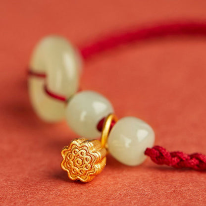 Adjustable Braided Peace Buckle Bracelet with Lotus Charm — Protection & Renewal