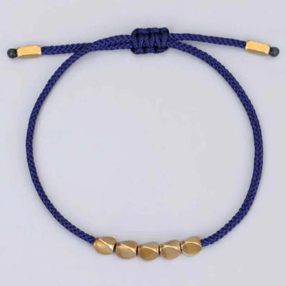 Handmade Diamond Knot Cord Bracelet – Blue & Green with Irregular Copper Bead | Zen Ara Grove