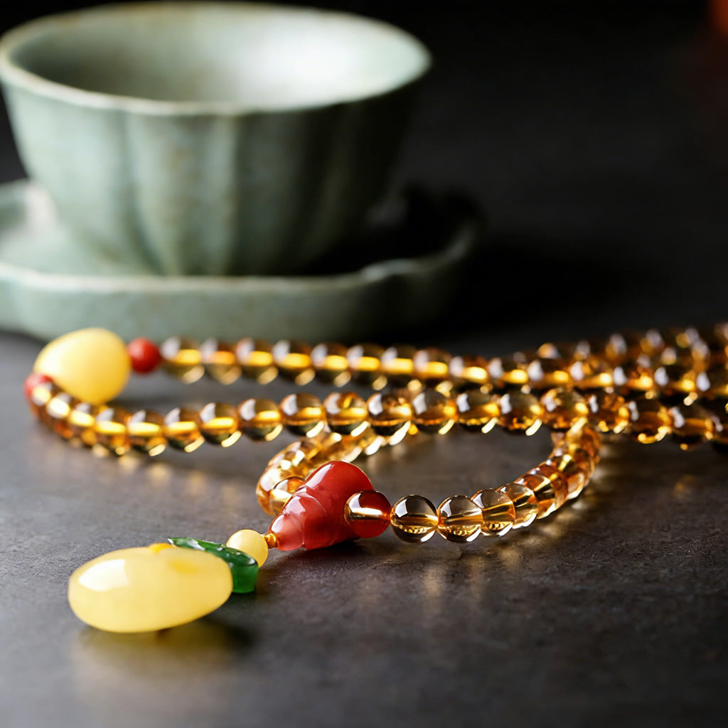 108‑Bead Citrine Pixiu Bracelet — Meaning of Fortune Protection| Zen Ara Grove