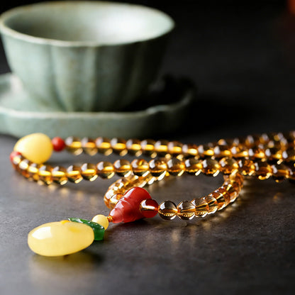 108‑Bead Citrine Pixiu Bracelet — Meaning of Fortune Protection| Zen Ara Grove
