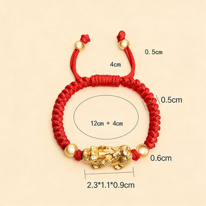 Adjustable 999 Silver Red Rope Pixiu for Children – Blessing & Protection | Zen Ara Grove