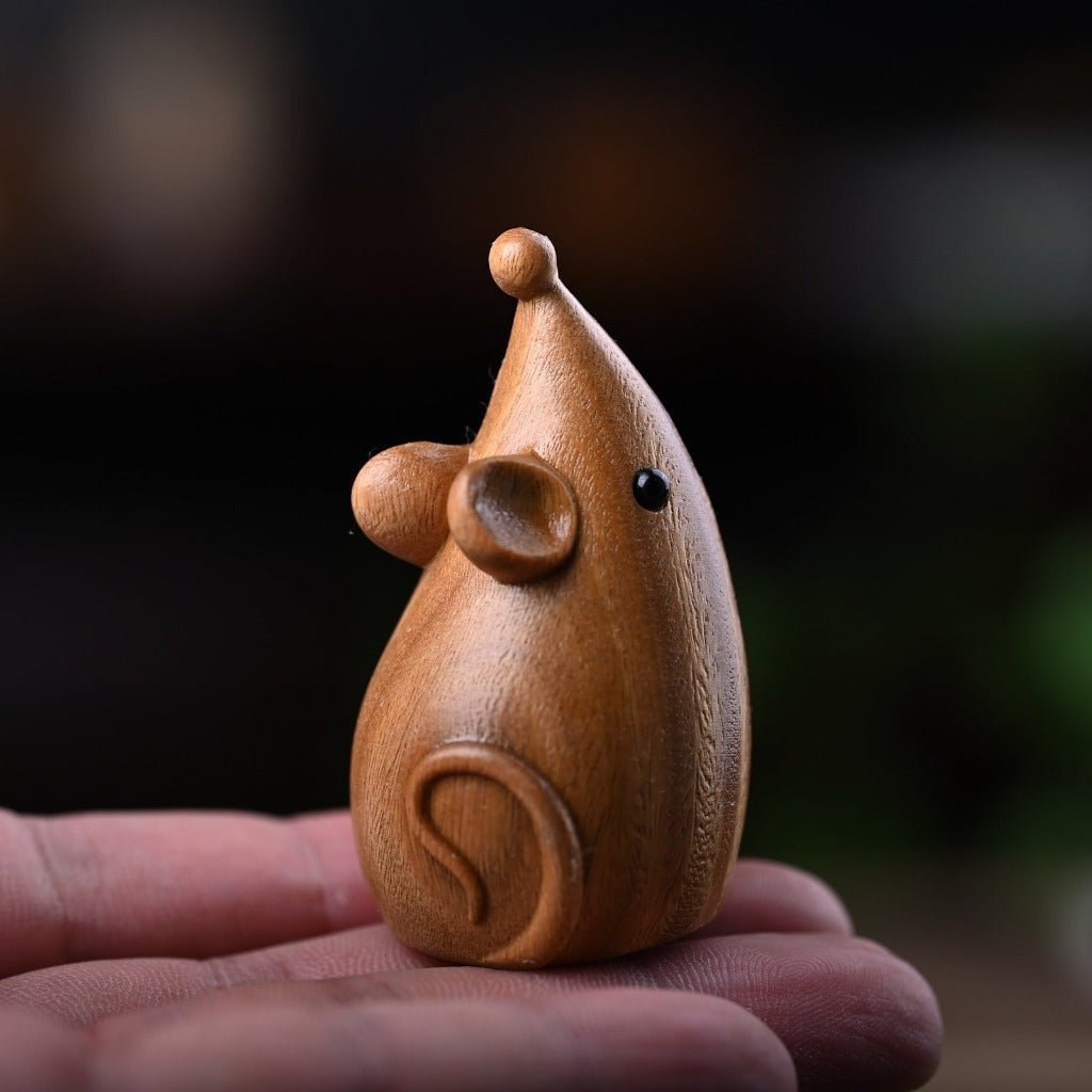 Small Cat Mouse Green Sandalwood African Red Rosewood Peace Home Decoration | Zen Ara Grove