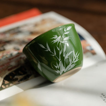 Hand-Painted Orchid Ceramic Tea Cup | Zen Ara Grove
