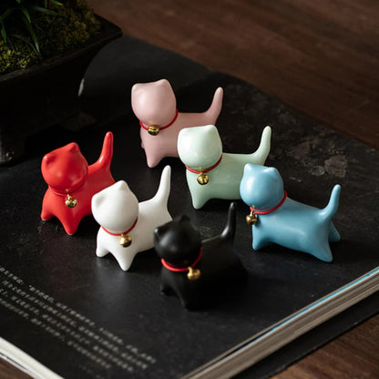 Mini Small Cute Cat Tea Pet Ceramic Home Desk Figurine Decoration | Zen Ara Grove