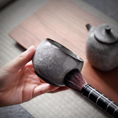 Handcrafted Ceramic Teacup with Unique Ice Crack Pattern | Zen Ara Grove