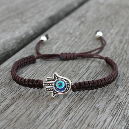 Handwoven Evil Eye Bracelet with Alloy Center – Charm of Protection | Zen Ara Grove