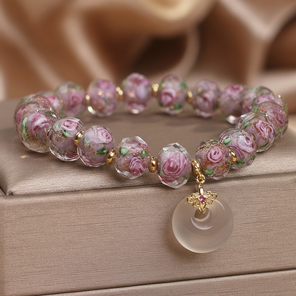 $9.99 LIMITED TIME OFFER Purple Crystal Peace Amulet with Rose Murano Glass｜Luck & Love Bracelet | Zen Ara Grove