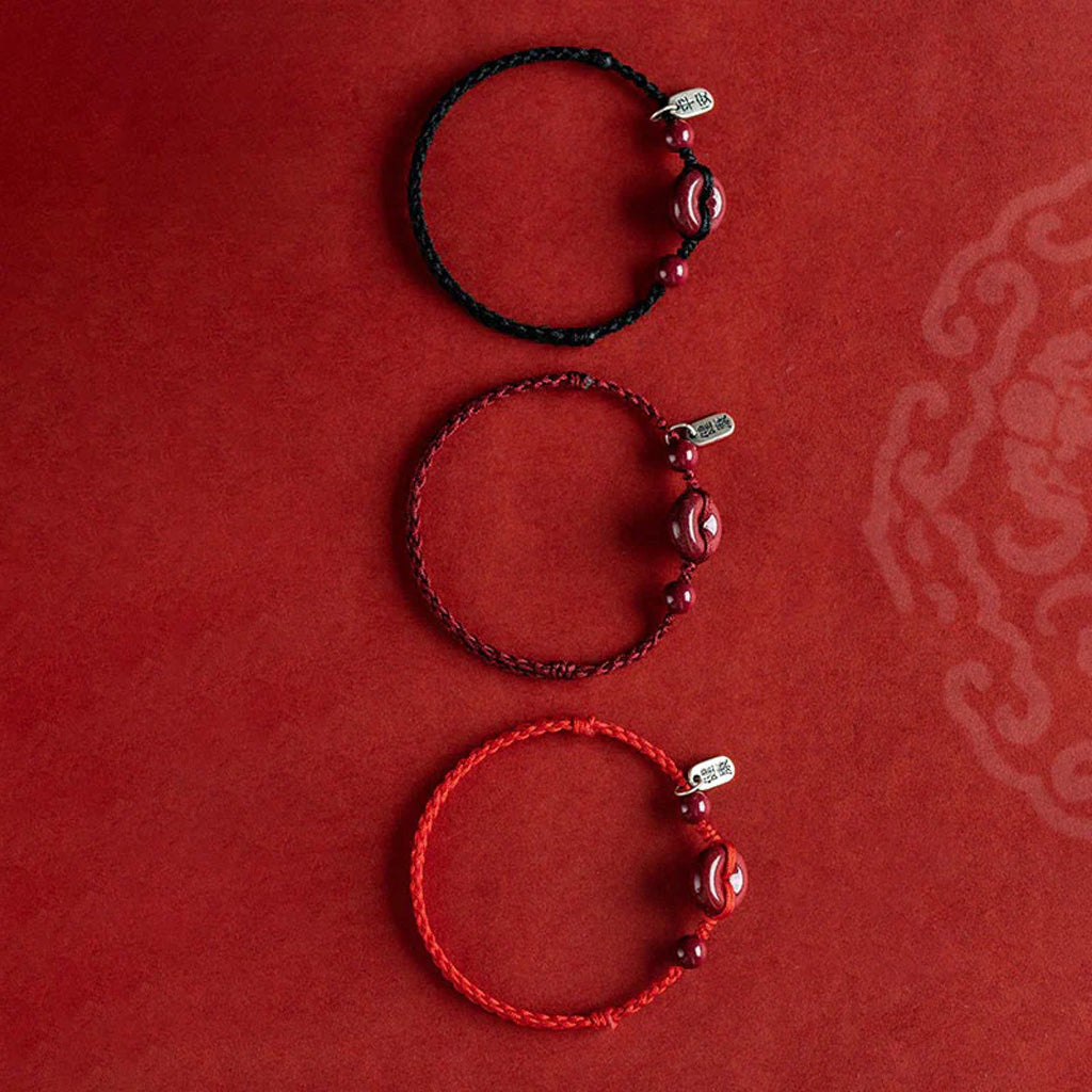 Adjustable Cinnabar Peace Buckle Cord Bracelet — Balance & Good Wishes