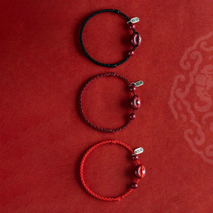 Adjustable Cinnabar Peace Buckle Cord Bracelet — Balance & Good Wishes