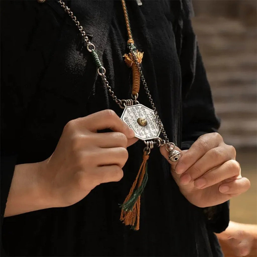 Daoist “Mountain Spirit” Coin Pendant with Tassel & Bell – Harmony & Protection | Zen Ara Grove