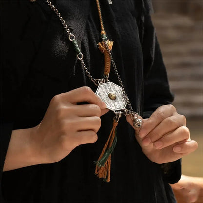 Daoist “Mountain Spirit” Coin Pendant with Tassel & Bell – Harmony & Protection | Zen Ara Grove