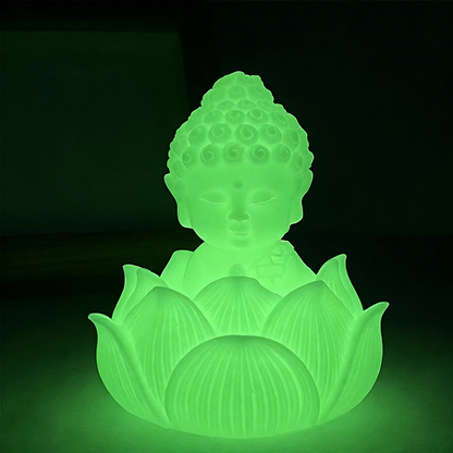 Night-Glow Lotus Buddha Statue – Bringing Light, Protection & Good Energy at Night | Zen Ara Grove