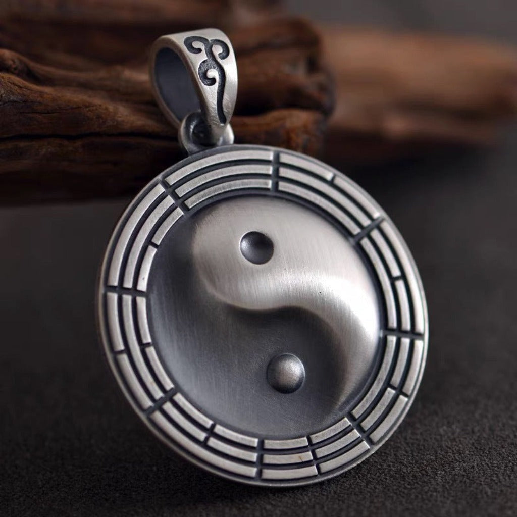 Solid 999 Fine Silver  Taiji Bagua Pendant Necklace – Symbol of Harmony and Inner Balance | Zen Ara Grove