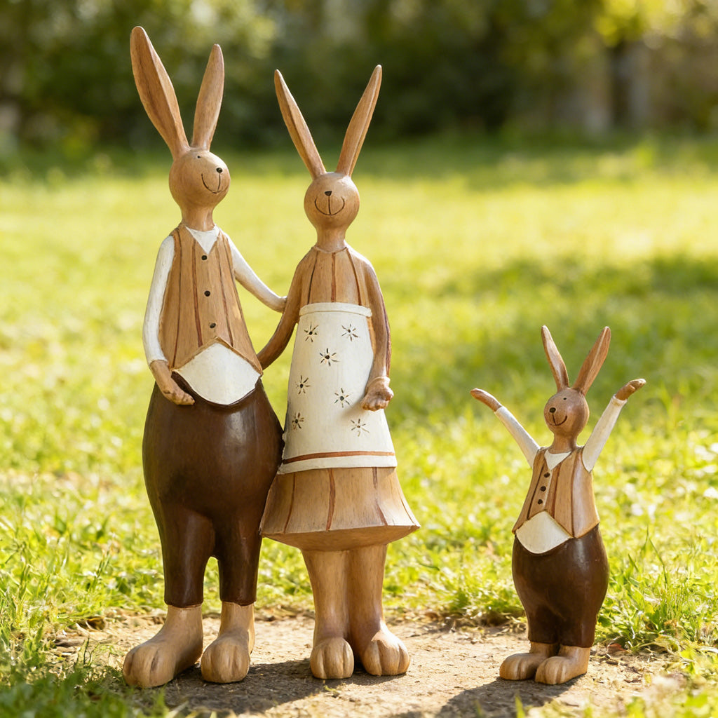 Bunny Family Figurine Set – Handcrafted Rabbits Symbolizing Love, Warmth & Togetherness | Zen Ara Grove