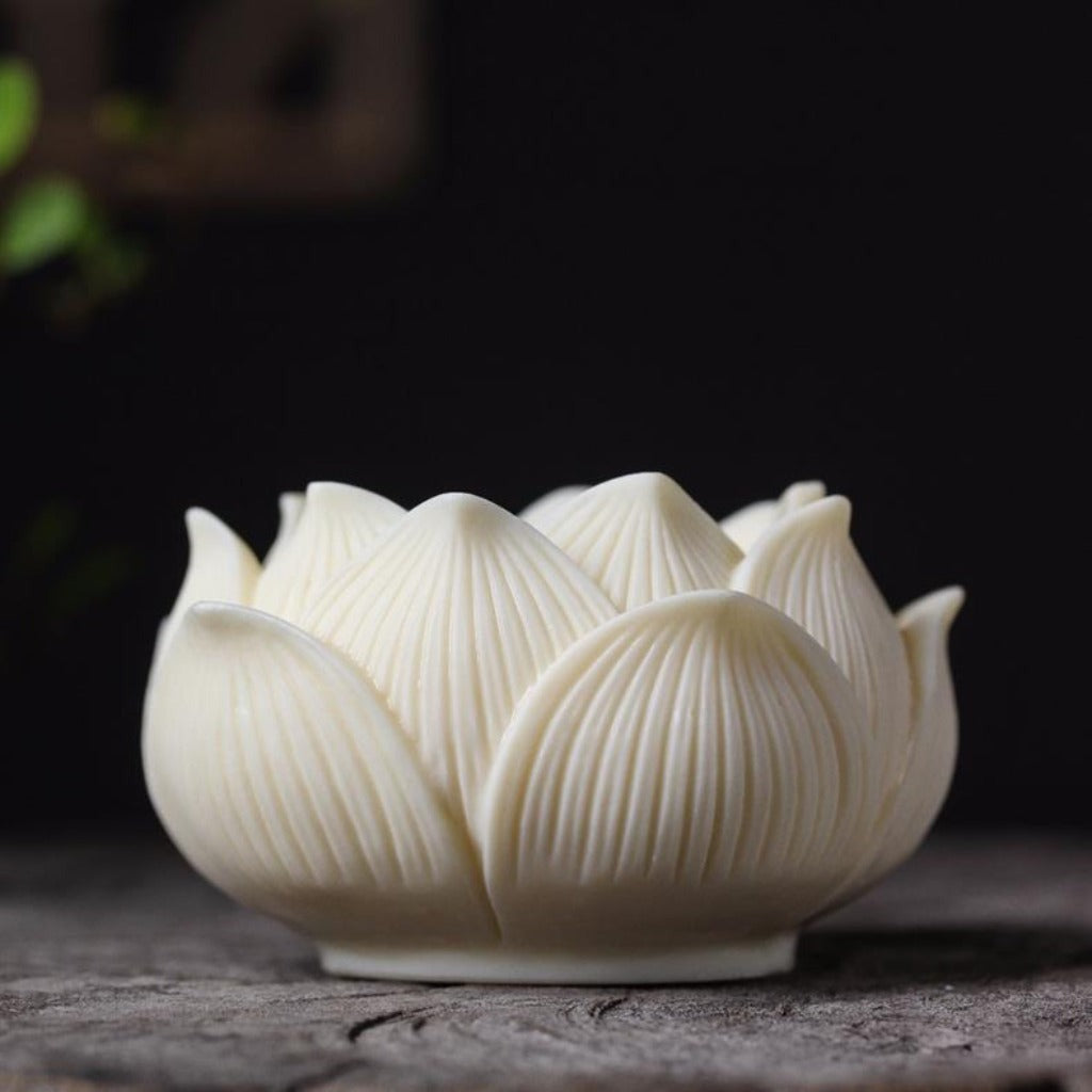 Hand-Carved Tagua Guanyin Statue with Lotus Base – Symbol of Compassion, Blessings & Peace | Zen Ara Grove