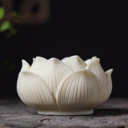 Hand-Carved Tagua Guanyin Statue with Lotus Base – Symbol of Compassion, Blessings & Peace | Zen Ara Grove